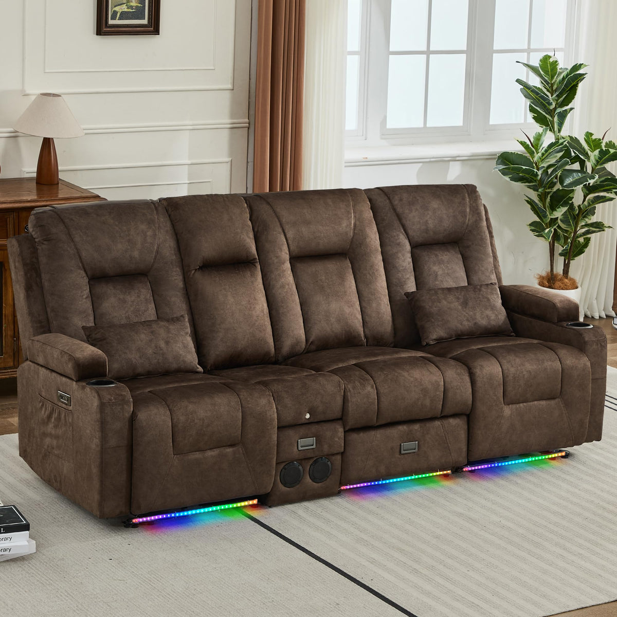 URRED Wall Hugger Power Reclining Loveseat Sofa，Dark Brown：77.3" - 3 Seats