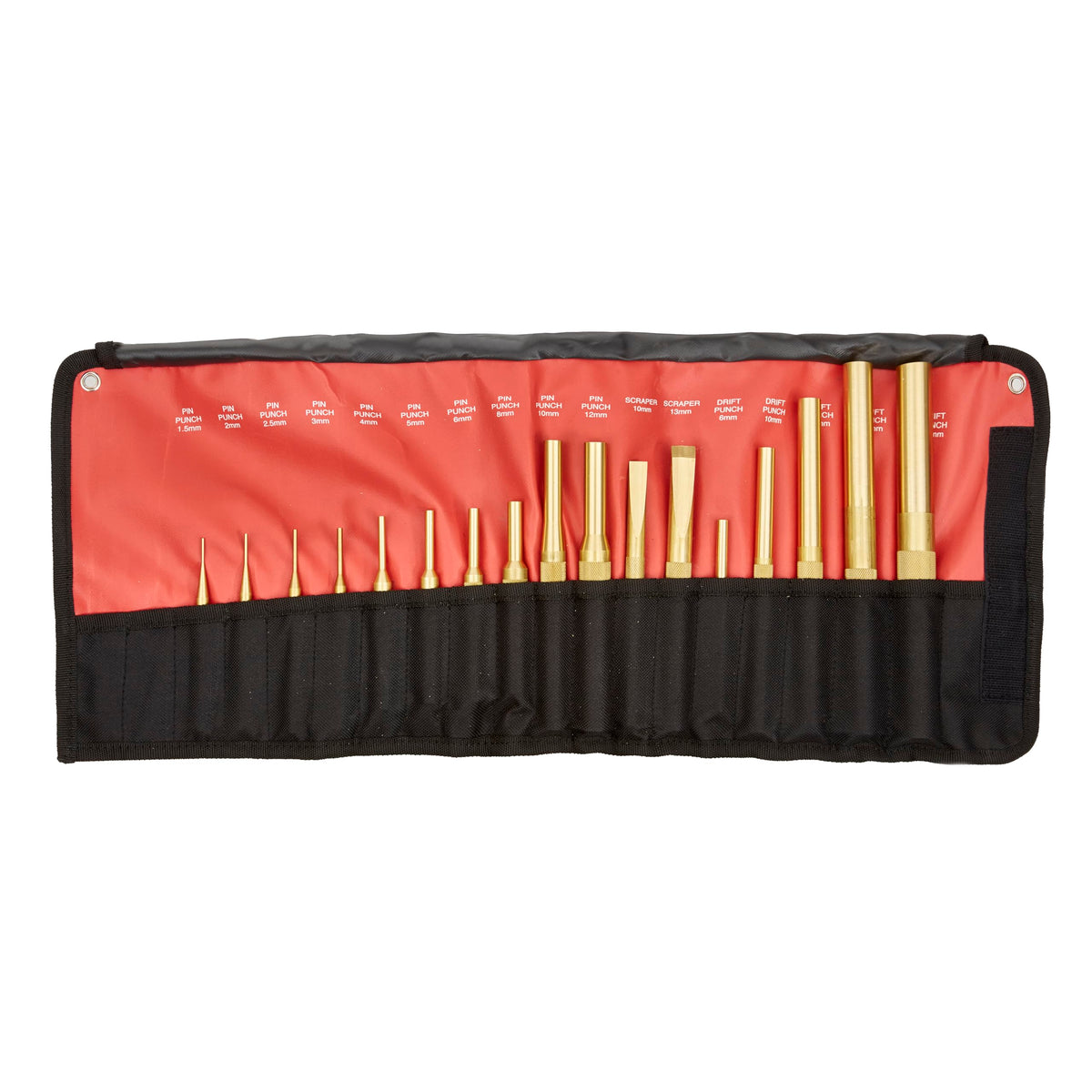 Mayhew Tools 61389 Brass Punch & Scraper Set, 17-Piece Metric