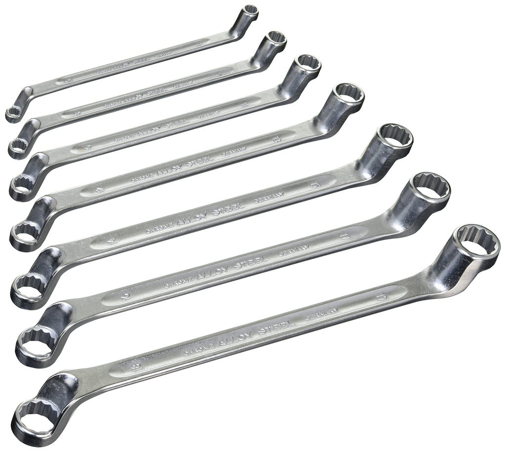 Stahwhile 96410407 Double Ended Ring Wrenches (Spanners) with Offset Heads, Made of Chrome Alloy Steel & Chrome Plated, Has Anti-Slip Drive, Suitable in Confined Spaces, Set of 10 (Metric) Wrenches