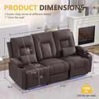 URRED Wall Hugger Power Reclining Loveseat Sofa，Dark Brown：77.3" - 3 Seats