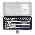 TONE S2187C 1/4" Drive SAE and Metric Socket Wrench Set w/Metal Case