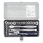 TONE S2187C 1/4" Drive SAE and Metric Socket Wrench Set w/Metal Case