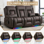 URRED Power Loveseat Recliner Sofa with Massage and Heat，Dark Brown