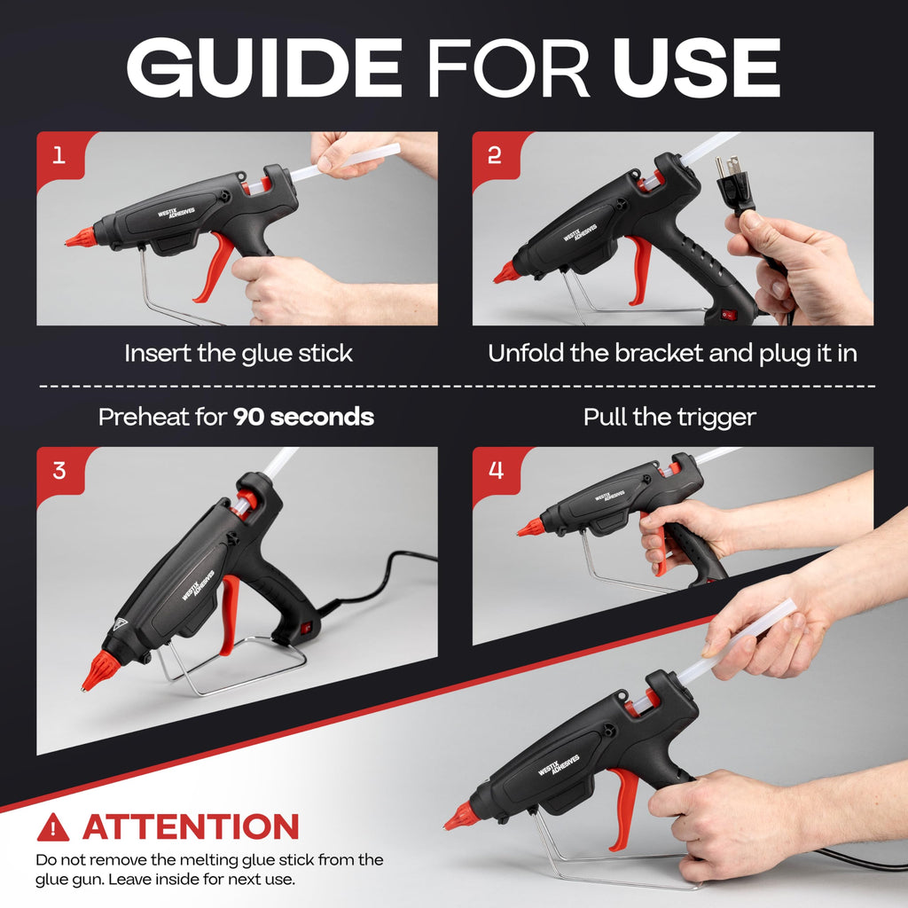 IDL Packaging GG-220 Industrial 200W Hot Glue Gun with 10 pcs Glue Sticks - 1/2" x 10" Full-Size Glue Sticks - Hot Glue Gun Kit for Variety of Surfaces: Foam, Vinyl, Leather, or Upholstery