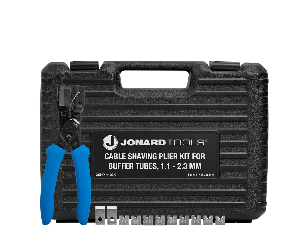 Jonard Tools CSHP-1123K Fiber Optic Cable Shaving Plier Kit, Buffer Tube Stripping Tool, 1.1–2.3 mm, Precision Midspan & Endspan Access Tool