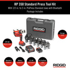 RIDGID 67053 RP 350 ProPress 8-Piece Pressing Tool Kit with 18-Volt Battery, Charger, 4 ProPress Press Tool Jaws (1/2" to 2"), and Case