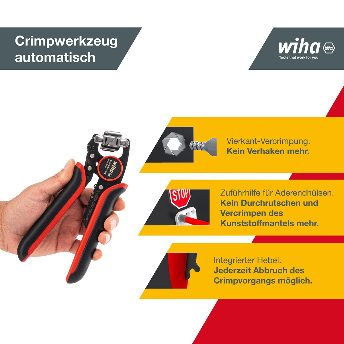 Wiha 45223 Crimpzange Aderendhülsen 0.08 up to 16mm², Red