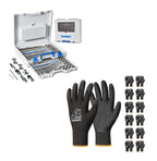Toolant 127pcs SAE/Metric Tap and Die Set + Crinkle Latex Work Gloves Bulk