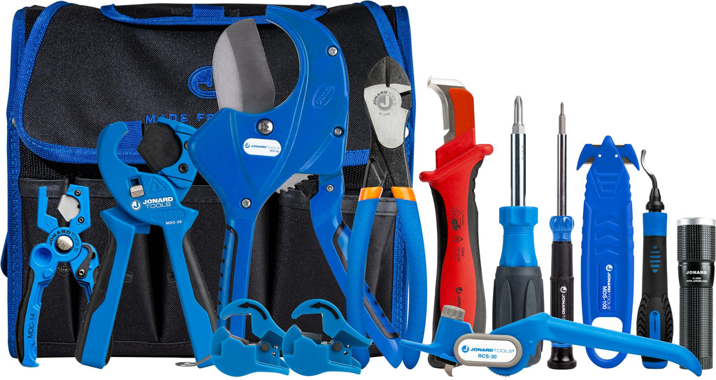 Jonard Tools TK-268 14-Piece Fiber Optic Duct Kit – Professional Grade Ducting Toolkit with Precision Tube Cutters and Versatile Tools for Microduct and Large Fiber Duct