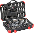 Vigor 1/4" 3/8" and 1/2" Combination Spanner Set, Bits and Socket Spanner for Professional and Home Use 216 Pieces V3277N