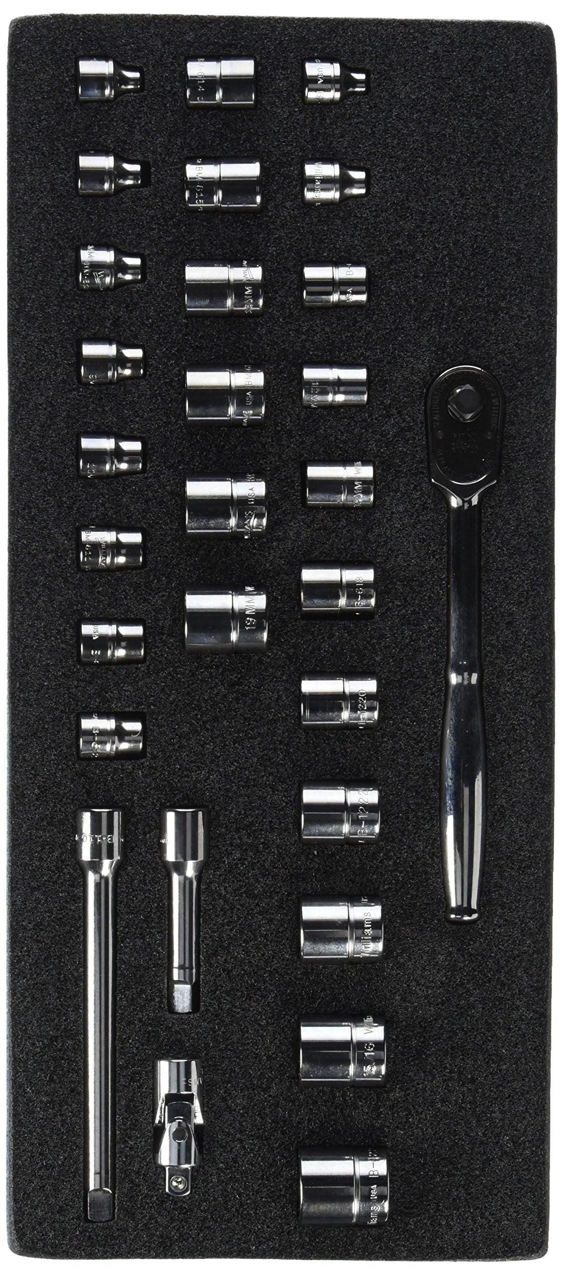 Williams WSMB-29F 3/8 Drive Socket/Tool Set, 12 Point, 29-Piece