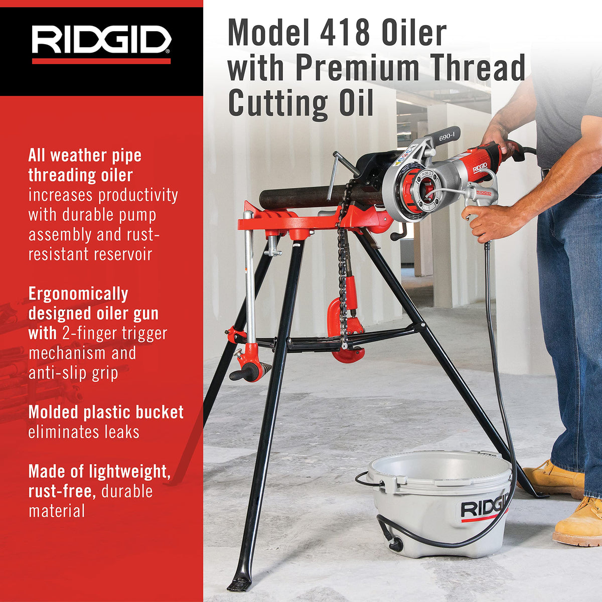 RIDGID Pipe Tools Bundle with Portable Pipe Vise, Premium Cutting Oil and Oiler