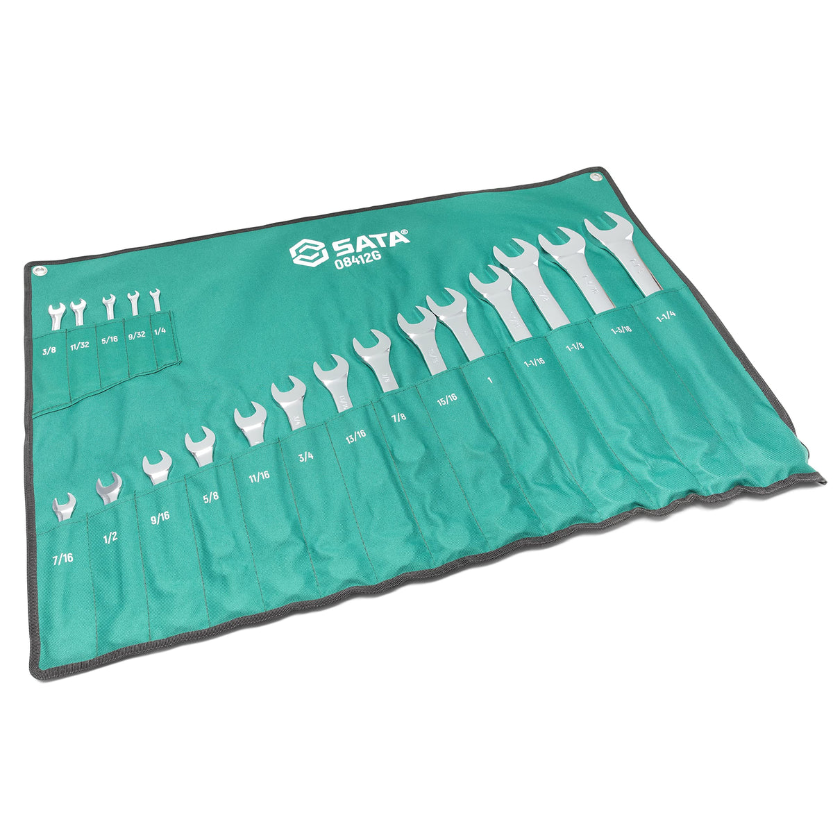 SATA 19 Piece 12 Point Combination Wrench Set | SAE sizes 1/4" to 1-1/4" | Off Corner Loading | ST08412G