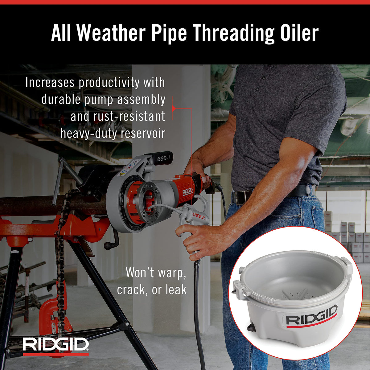 RIDGID Pipe Tools Bundle with Portable Pipe Vise, Premium Cutting Oil and Oiler